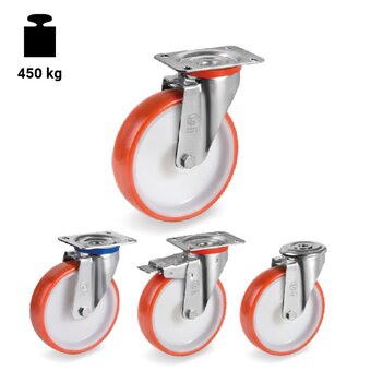 TR-60-NL-M-Ruote con supporti per carichi leggeri e supporti per carichi medi